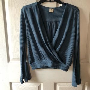 O’NEILL Cayenne knit wrap top with bell sleeves